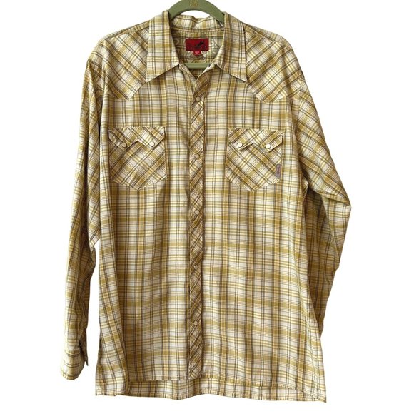 Redsand Men's Long Sleeve Button Down Yellow Plaid Shirt Rodeo Western Size XL - Picture 1 of 5